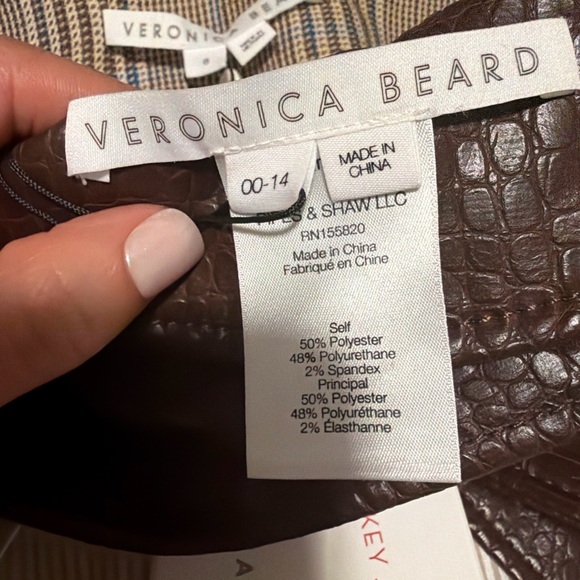 Veronica Beard Beacon Dickey Jacket Blazer Size 8 NWT Plaid Camel Brown Blue - Picture 6 of 10